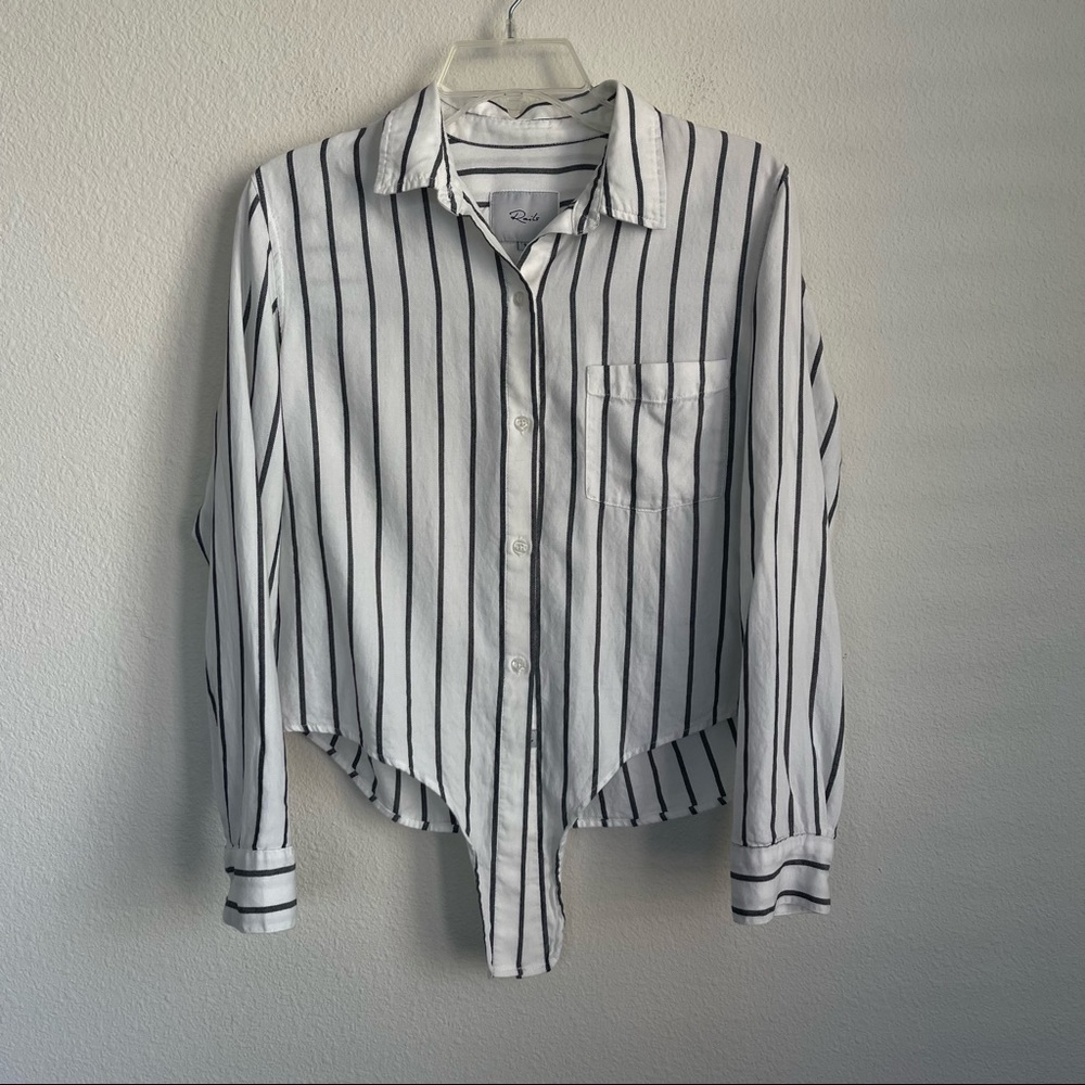 Rails Button Down Striped Tie Front Long Sleeve S… - image 1